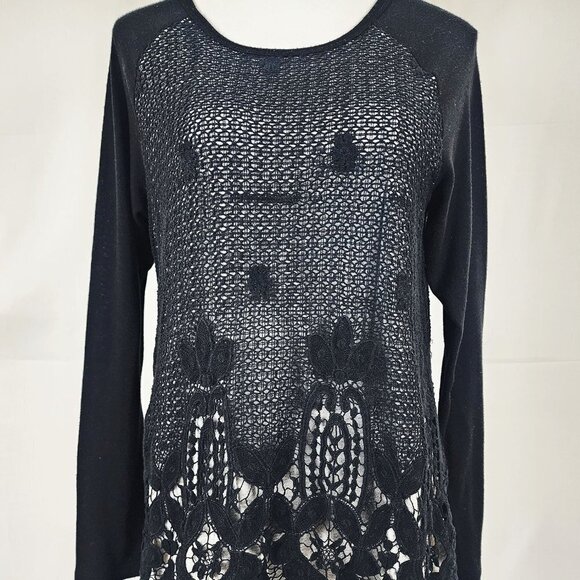 Democracy Black and Gray Knit Top - Picture 1 of 4